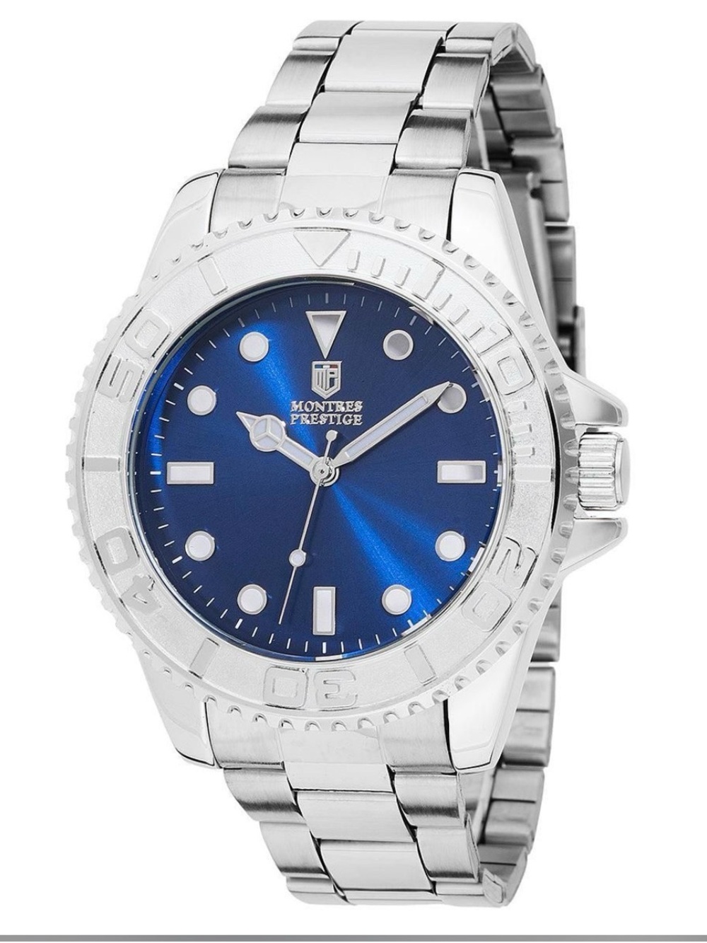 Men's Blue Dial Silver Stainless Watch